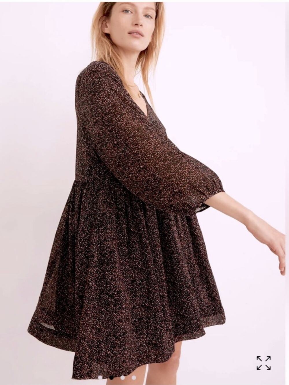 Madewell Crinkle Georgette V-Neck Babydoll Dress size S